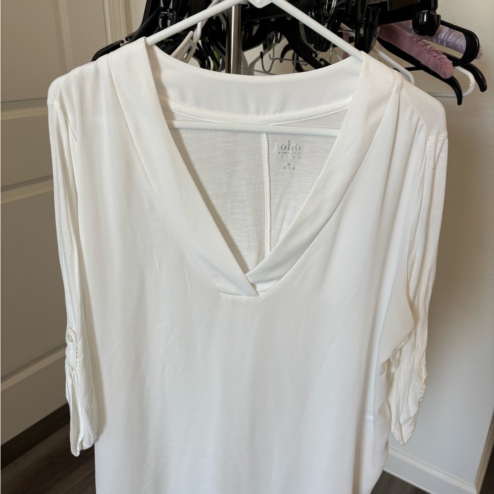Soho Cream V-Neck Women's Blouse